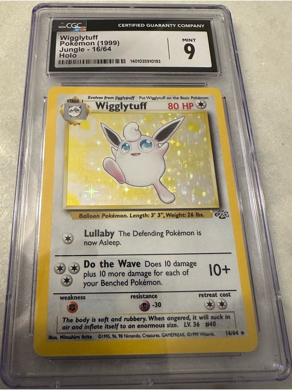 Vintage pokemon jungle Wigglytuff Holo CGC Graded mint 9